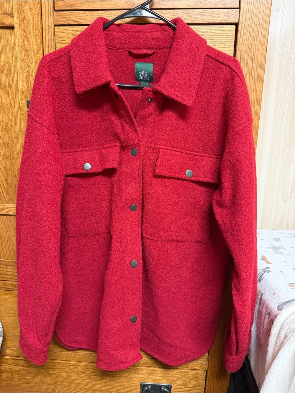 wild fable Red Utility Shacket with Snap Front